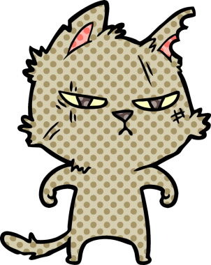 Bir insan tarafından çizilmiş sert çizgi film kedisi.