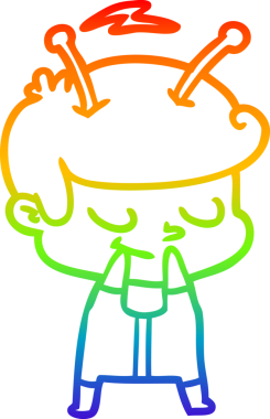 gökkuşağı gradyan çizimi bir insan tarafından çizilmiş bir karikatür uzay adamı