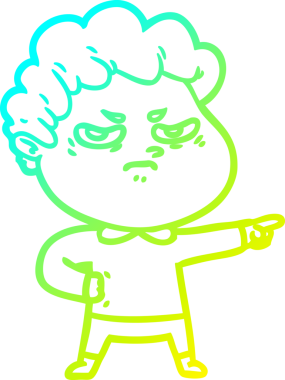 Bir insan tarafından çizilmiş kızgın bir adamın soğuk çizgi çizimi.