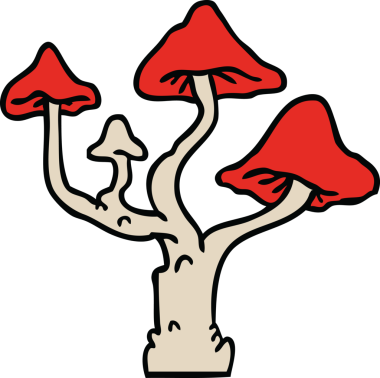 Bir insan tarafından çizilen el çizimi mantar yetiştirme karikatürü