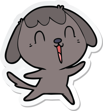 Bir insan tarafından çizilmiş şirin bir köpeğin çıkartması.