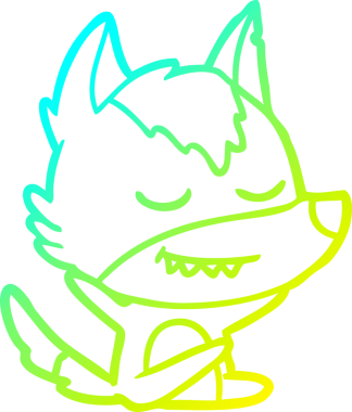 Bir insan tarafından çizilmiş dost canlısı bir kurdun soğuk çizgi çizimi.