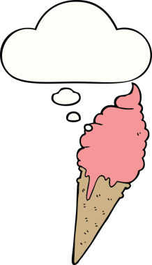 Bir insan tarafından çizilmiş düşünce balonlu karikatür dondurması.