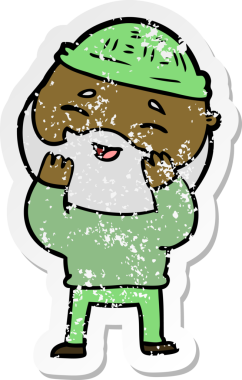 Bir insan tarafından çizilmiş mutlu sakallı bir adamın sıkıntılı çıkartması.