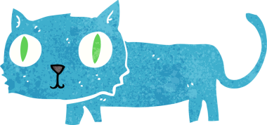 Bir insan tarafından çizilmiş çizgi film kedisi.