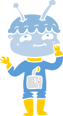 bir insan tarafından çizilmiş düz renk çizgi film uzay adamı