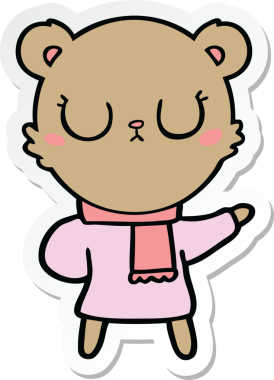 Bir insan tarafından çizilmiş eşarp takan barışçıl bir ayının çıkartması.