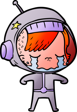 Bir insan tarafından çizilmiş ağlayan astronot kız.