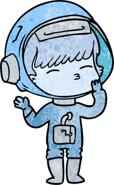 Bir insan tarafından çizilmiş meraklı astronot çizgi filmi.