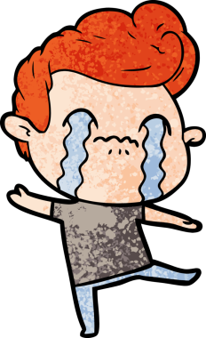 Bir insan tarafından çizilmiş ağlayan çizgi film adamı.