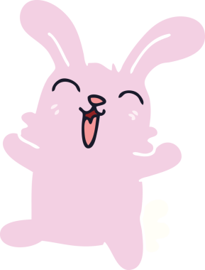 Bir insan tarafından çizilmiş garip çizgi film tavşanı.