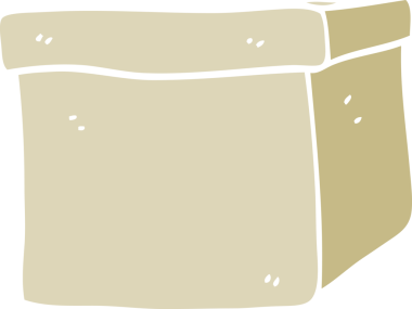 Bir insan tarafından çizilmiş düz renkli karton kutu.