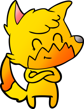 Bir insan tarafından çizilmiş tilki çizgi film karakteri