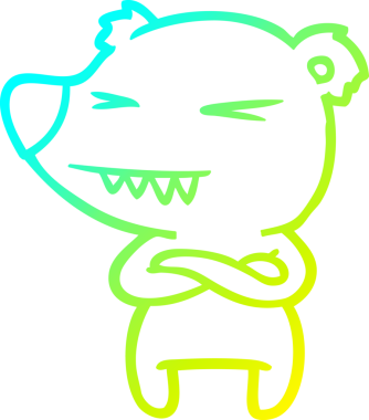 Kızgın bir kutup ayısı çizgi filminin soğuk gradyan çizgisi. Bir insan tarafından katlanmış kolları var.