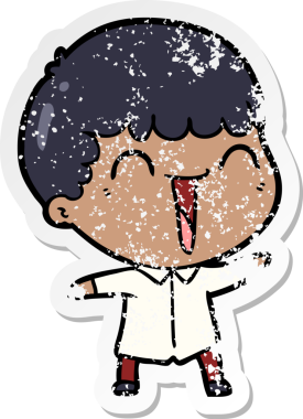 Bir insan tarafından çizilmiş mutlu bir adamın sıkıntılı çıkartması.