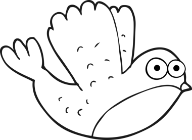 Bir insan tarafından çizilmiş siyah-beyaz uçan noel robinleri.