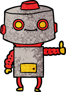 Bir insan tarafından çizilmiş çizgi film robotu