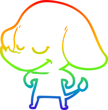 Bir insan tarafından çizilmiş gülümseyen bir filin çizgi çizimi.