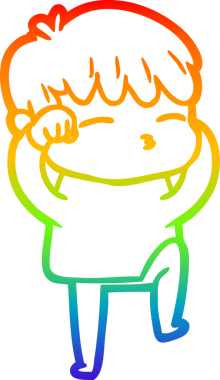 Gökkuşağı gradyanı çizimi Bir insan tarafından çizilmiş meraklı bir çocuk