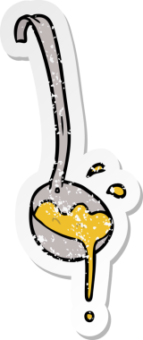 Bir insan tarafından çizilmiş çorba kepçesinin sıkıntılı çıkartması.