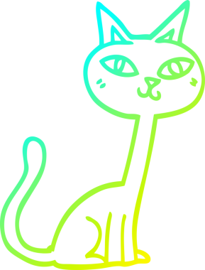 Bir insan tarafından çizilen çizgi film kedisinin soğuk gradyan çizgisi.