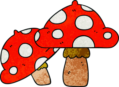 Bir insan tarafından çizilmiş garip mantarlar.