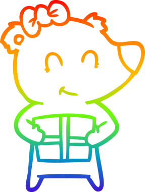 Gökkuşağı gradyan çizgisi, dişi kutup ayısının insan tarafından çizilmiş Noel hediyesi.