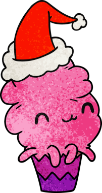 Bir insan tarafından çizilmiş kawaii kekinin el yapımı karikatürü.