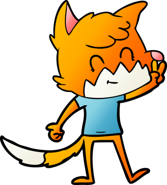 Bir insan tarafından çizilmiş çizgi film dostu tilki.