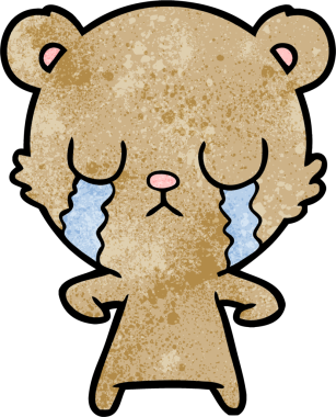 Bir insan tarafından çizilmiş ağlayan çizgi film ayısı.