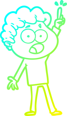 Bir insan tarafından çekilen şaşkınlık içinde soluk soluğa bir çizgi film karakteri çizimi.