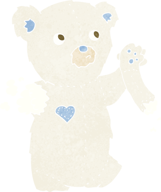 Bir insan tarafından çizilmiş kollu oyuncak kutup ayısı.