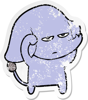 Bir insan tarafından çizilmiş kızgın bir fil çıkartması.