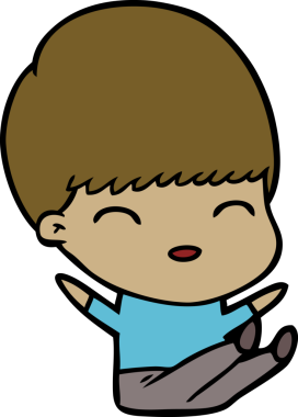 Bir insan tarafından çizilmiş mutlu çizgi film çocuğu.