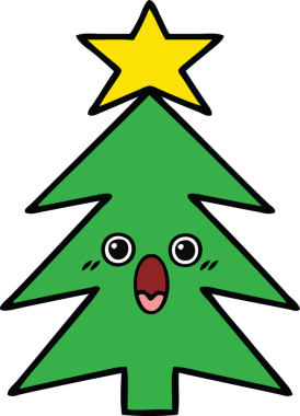 Bir insan tarafından çizilmiş güzel bir Noel ağacı karikatürü.