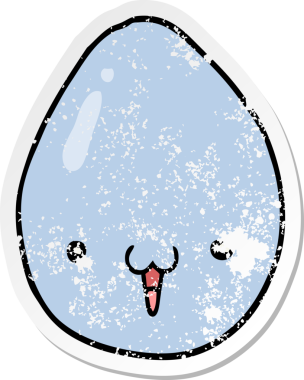 Bir insan tarafından çizilmiş karikatür yumurtasının sıkıntılı etiketi.