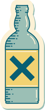 Bir insan tarafından çizilmiş geleneksel bir şişe dövmesi.