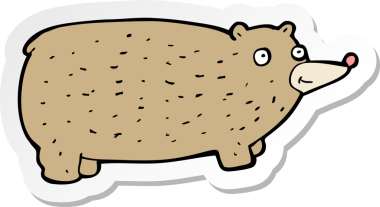 Bir insan tarafından çizilmiş komik bir ayının çıkartması.