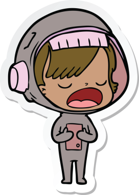 Bir insan tarafından çizilmiş astronot bir kadının çıkartması.