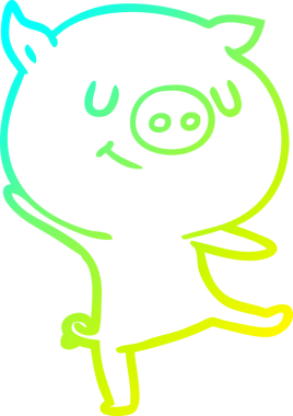 Bir insan tarafından çizilmiş mutlu çizgi film domuzu çizimi.