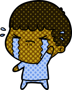 Bir insan tarafından çizilmiş ağlayan çizgi film adamı.