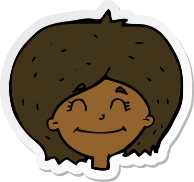 Bir insan tarafından çizilmiş mutlu kadın yüzü çıkartması.