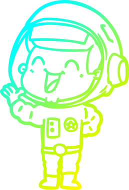 Bir insan tarafından çizilmiş mutlu bir astronotun soğuk gradyan çizimi.