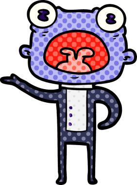 Bir insan tarafından çizilmiş garip uzaylı çizgi filmi.