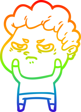 Bir insan tarafından çizilmiş kızgın bir adamın çizdiği gökkuşağı gradyanı çizimi