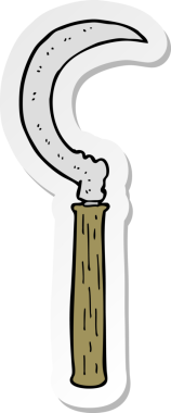 Bir insan tarafından çizilmiş bir orak çizgi film etiketi.