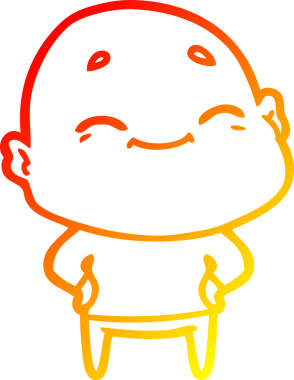 Bir insan tarafından çizilmiş, mutlu kel bir adamın çizgi çizimi.