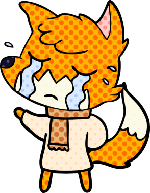 Bir insan tarafından çizilmiş ağlayan tilki çizgi filmi.