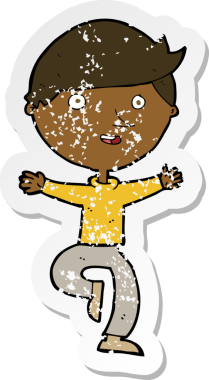 Bir insan tarafından çizilmiş heyecanlı bir çizgi filmin gerilimli çıkartması.