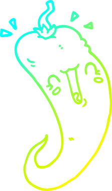 Bir insan tarafından çizilmiş kırmızı biber çizgi filminin soğuk gradyan çizimi